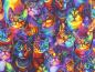 Preview: Patchworkstoff mit Katzen in Neonfarben